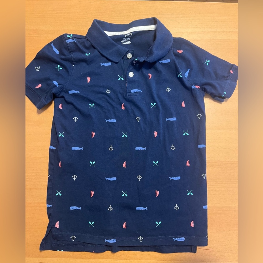 Like New Carter's Navy Polo with Nautical Accents